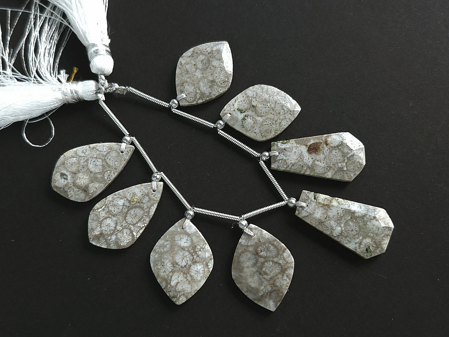 Natural Fossil Coral Jasper Gemstone Fancy Crown Cut Pairs