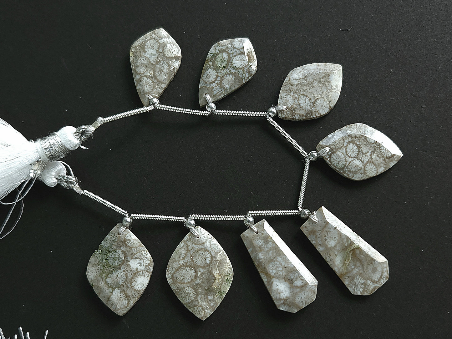 Natural Fossil Coral Jasper Gemstone Fancy Crown Cut Pairs