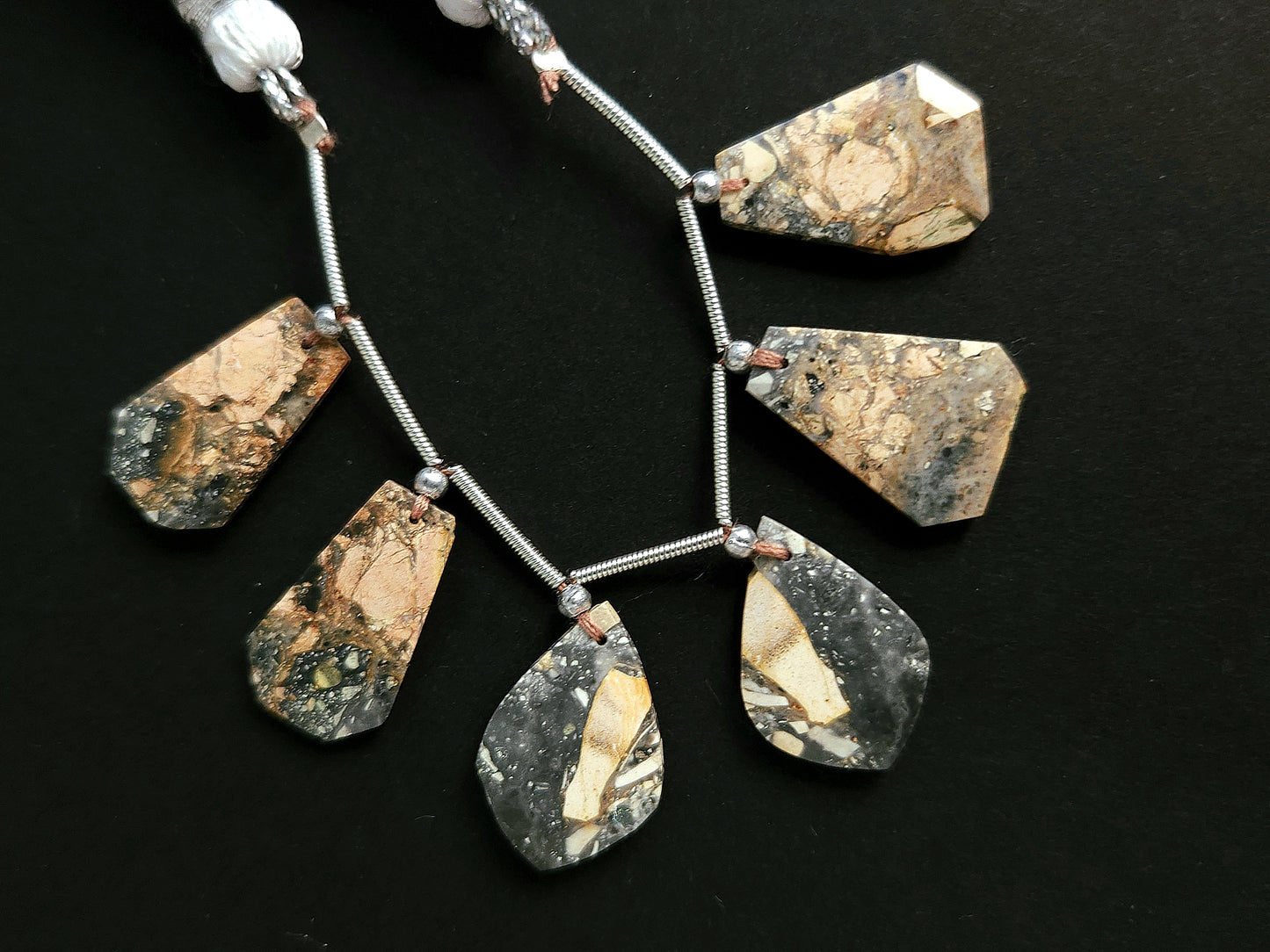 Natural Black Maligano Jasper Gemstone Fancy Crown Cut Pairs