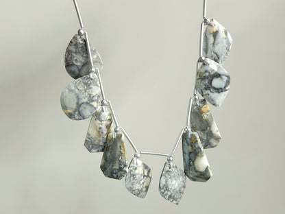 Natural Black Maligano Jasper Gemstone Fancy Crown Cut Pairs