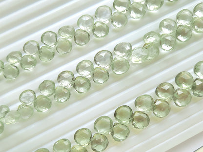 Natural Green Amethyst Gemstone Faceted Heart Shape Briolette Beads