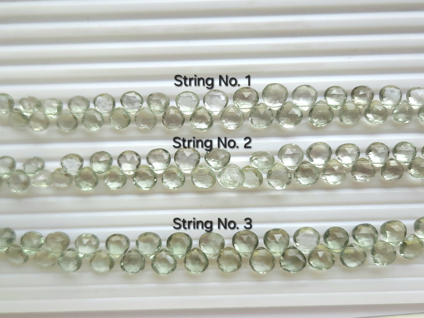 Natural Green Amethyst Gemstone Faceted Heart Shape Briolette Beads