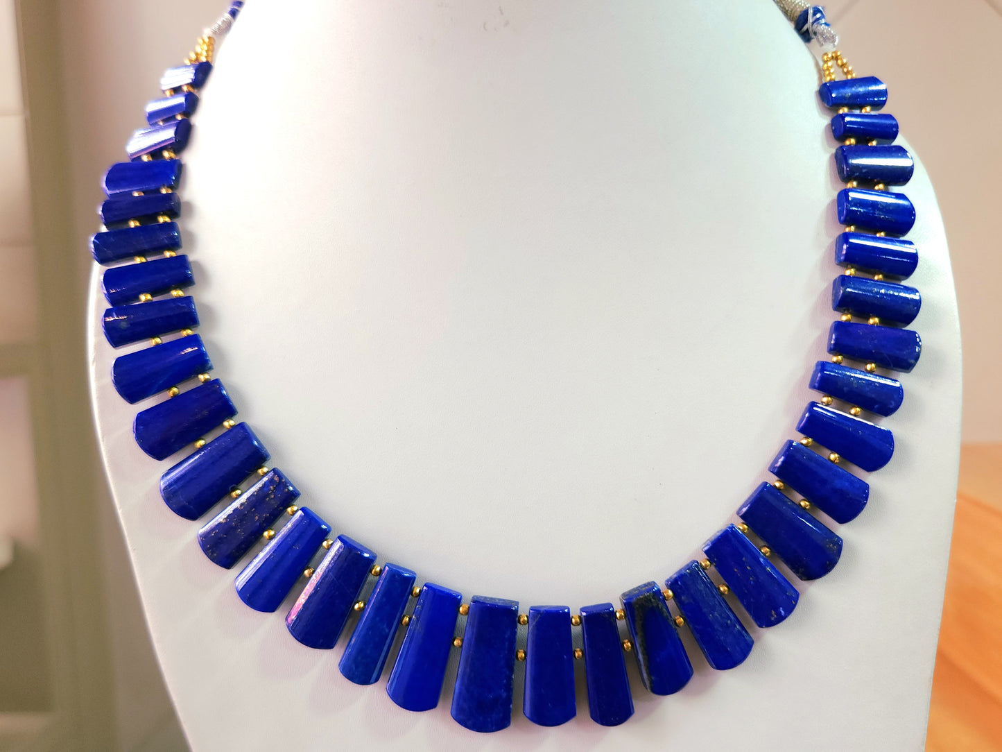 Natural Lapis Lazuli Gemstone Bib Necklace – Handmade Cleopatra Style Choker Jewelry