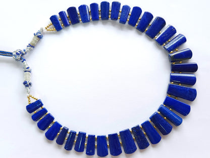 Natural Lapis Lazuli Gemstone Bib Necklace – Handmade Cleopatra Style Choker Jewelry
