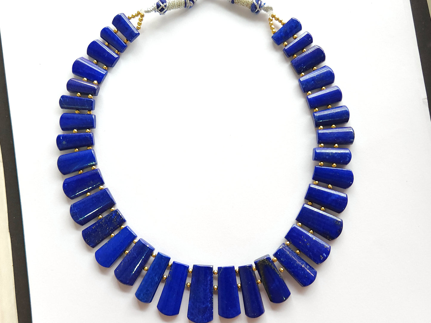 Natural Lapis Lazuli Gemstone Bib Necklace – Handmade Cleopatra Style Choker Jewelry