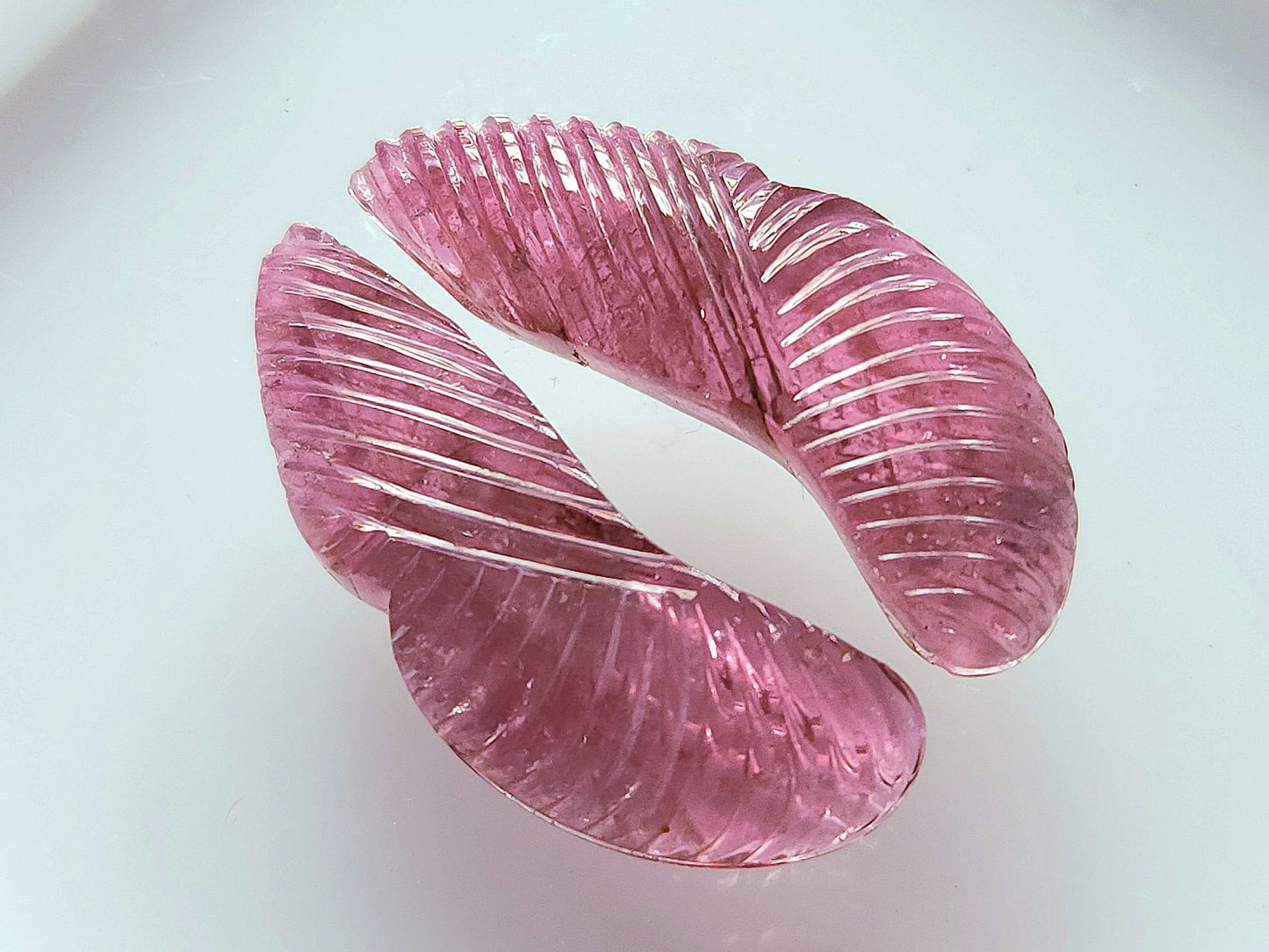 Natural Pink Tourmaline Gemstone Hand Carved Matching Pair