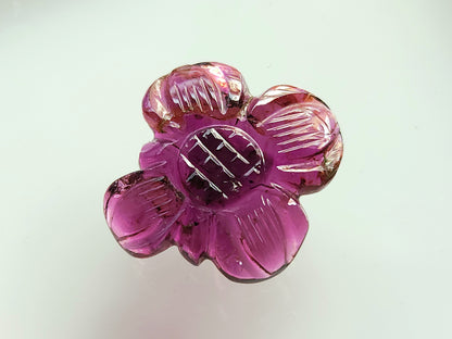 Natural Rubellite Tourmaline Gemstone Flower Carving