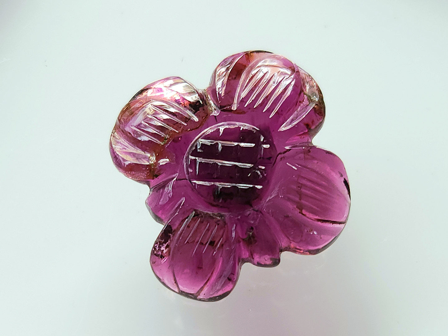 Natural Rubellite Tourmaline Gemstone Flower Carving