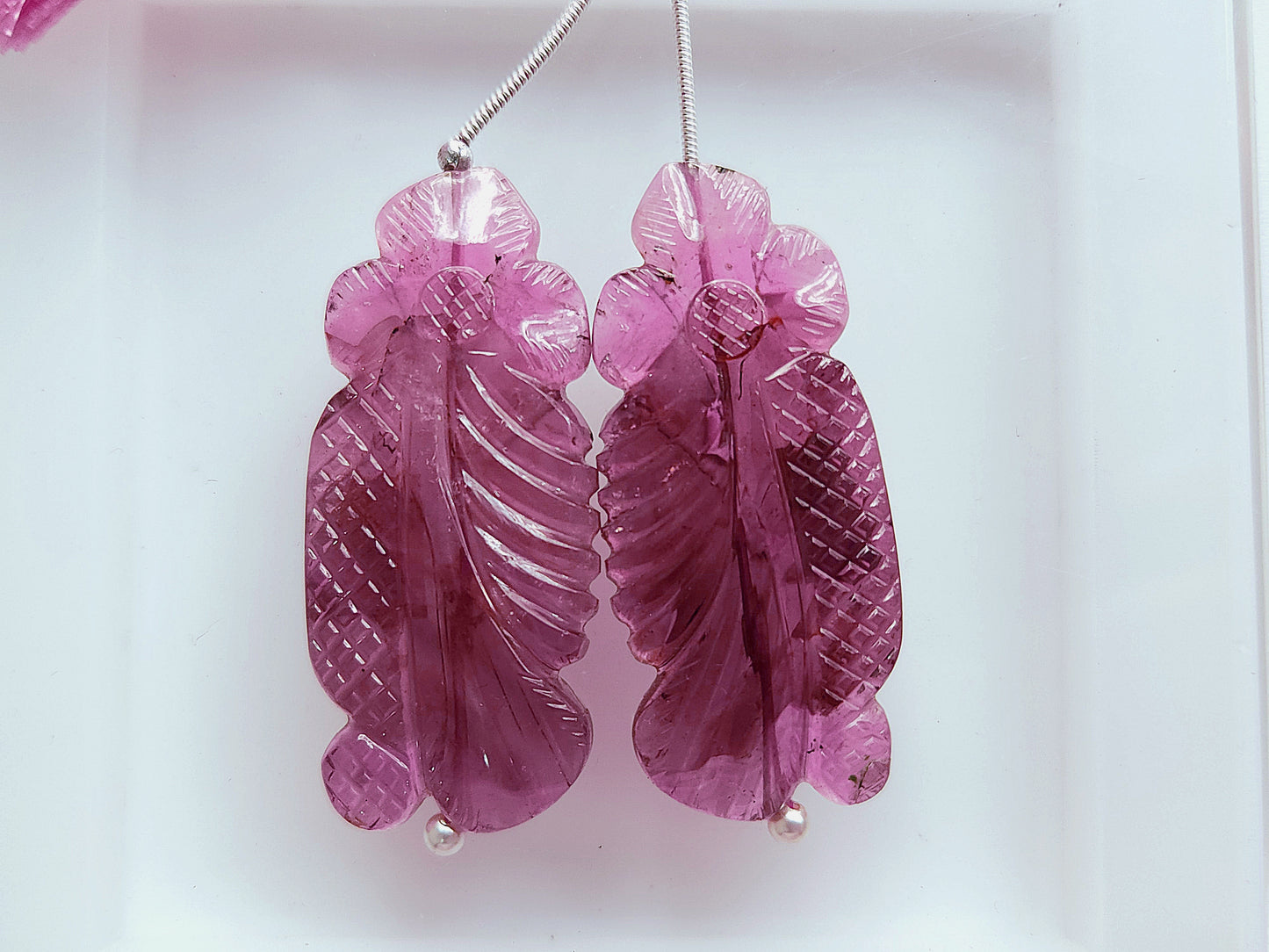 Natural Pink Tourmaline Gemstone Hand Carved (Big Size) Matching Pair for Fine Jewelry Making