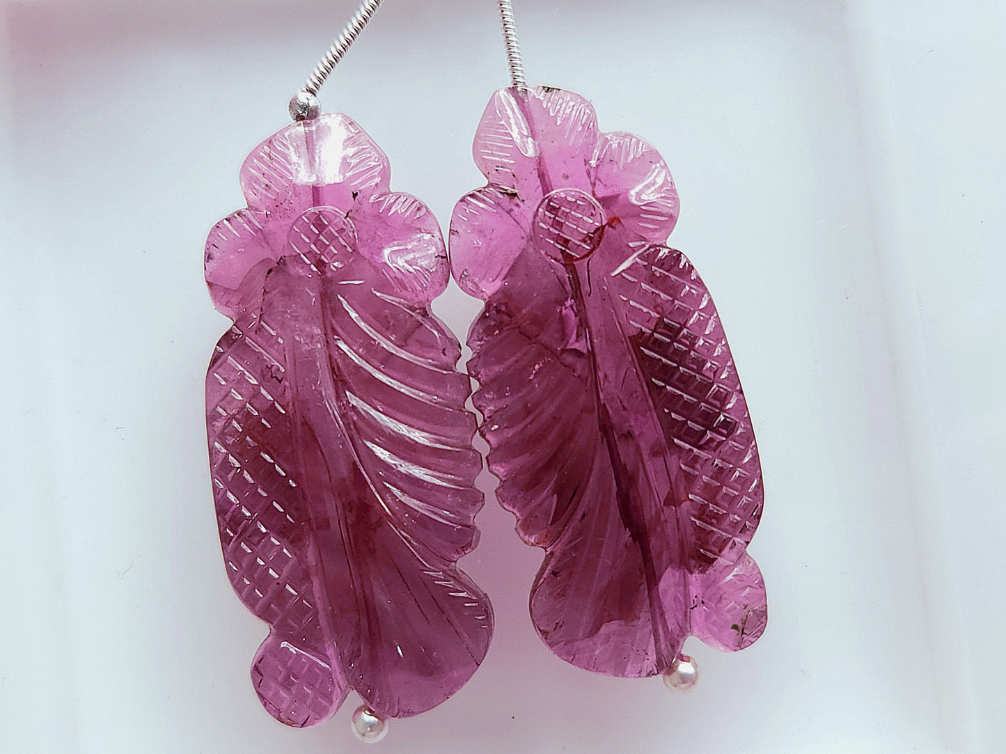 Natural Pink Tourmaline Gemstone Hand Carved (Big Size) Matching Pair for Fine Jewelry Making