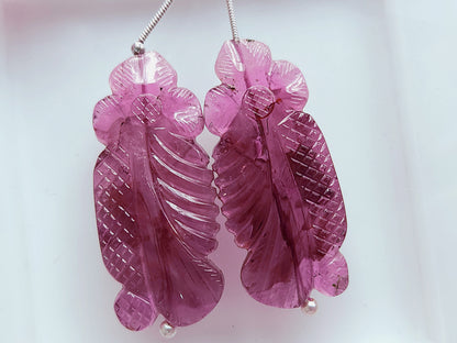 Natural Pink Tourmaline Gemstone Hand Carved (Big Size) Matching Pair for Fine Jewelry Making