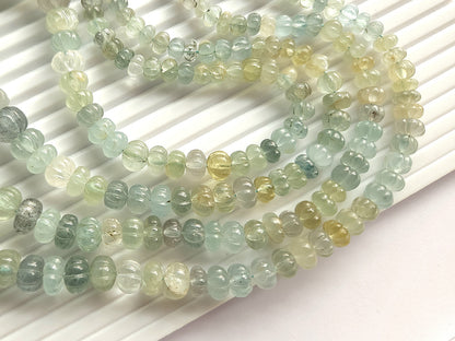 Natural Mix Aquamarine Gemstone Carved Melon Beads for Jewelry Making