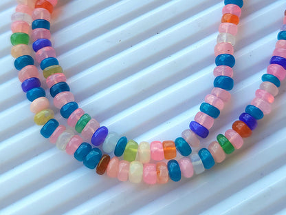 Natural Rainbow Ethiopian Opal Smooth Rondelle Beads Strand