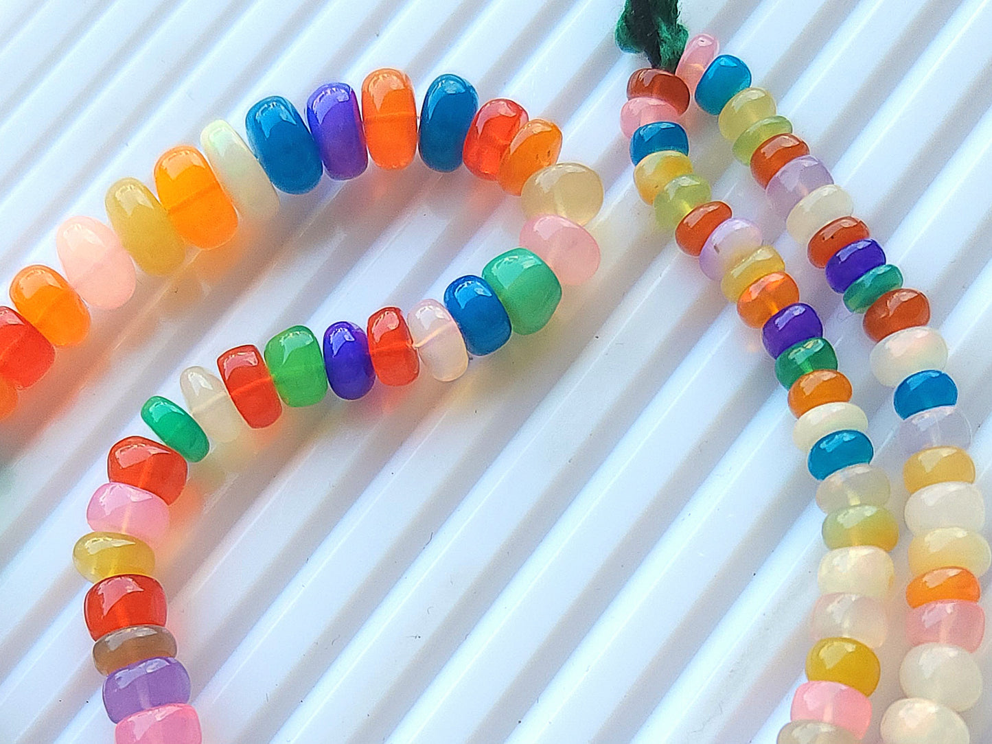 Natural Rainbow Ethiopian Opal Smooth Rondelle Beads Strand