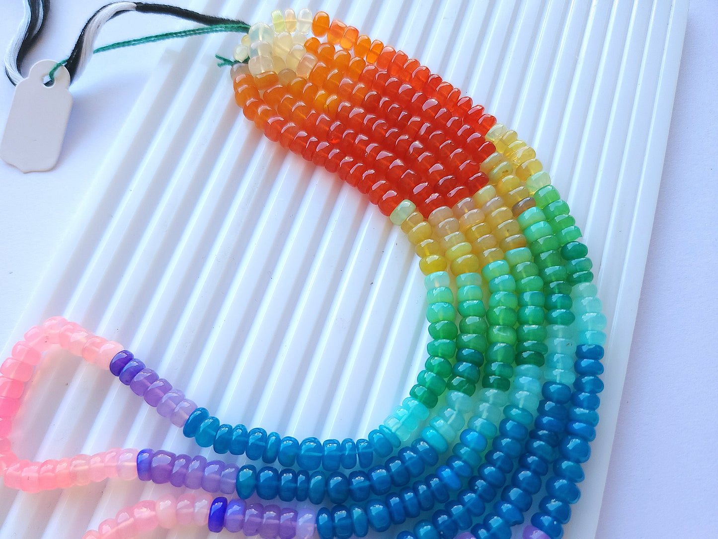 Natural Rainbow Ethiopian Opal Smooth Rondelle Beads Strand