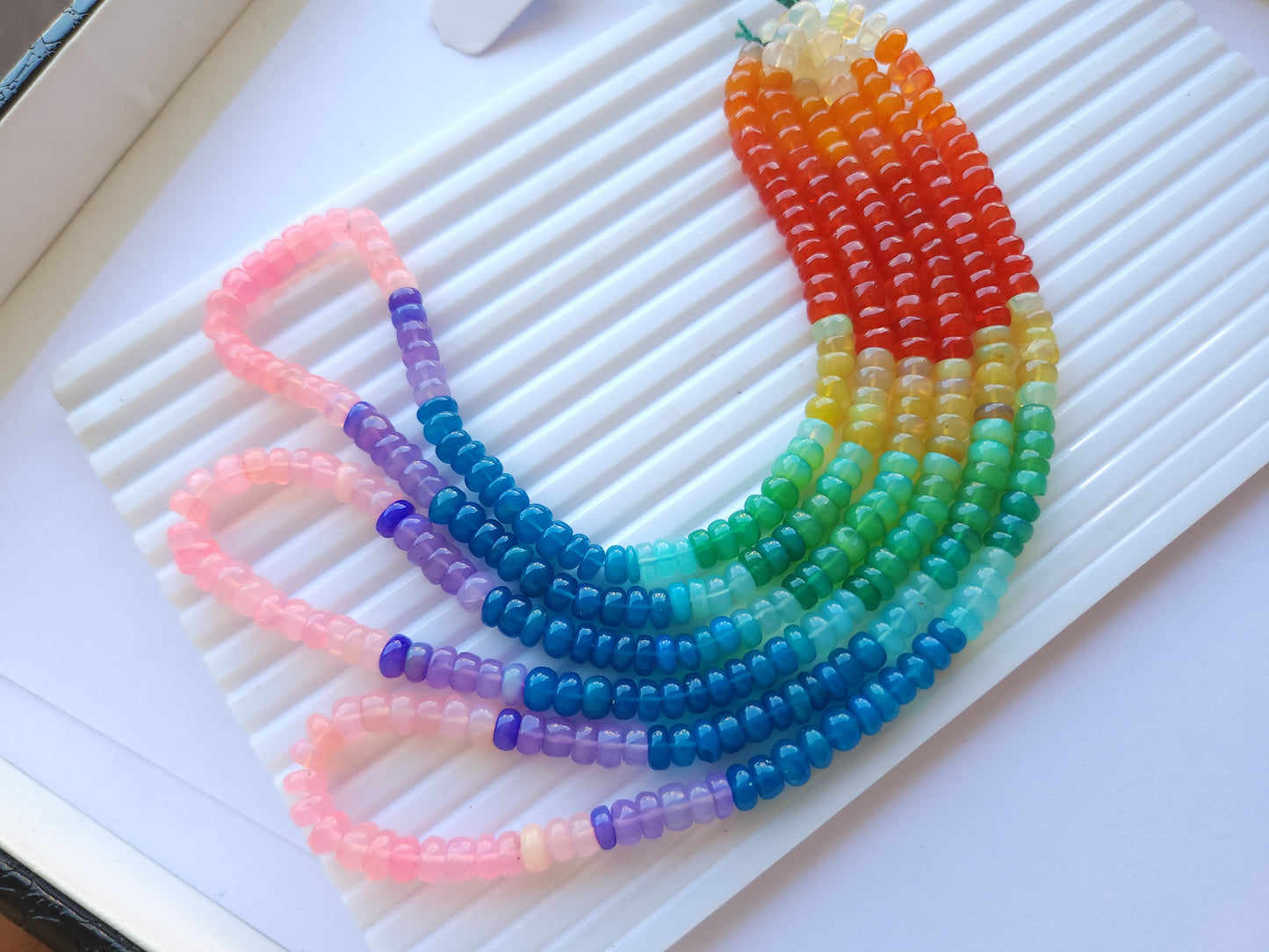 Natural Rainbow Ethiopian Opal Smooth Rondelle Beads Strand