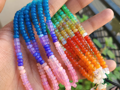 Natural Rainbow Ethiopian Opal Smooth Rondelle Beads Strand