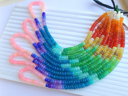 Natural Rainbow Ethiopian Opal Smooth Rondelle Beads Strand