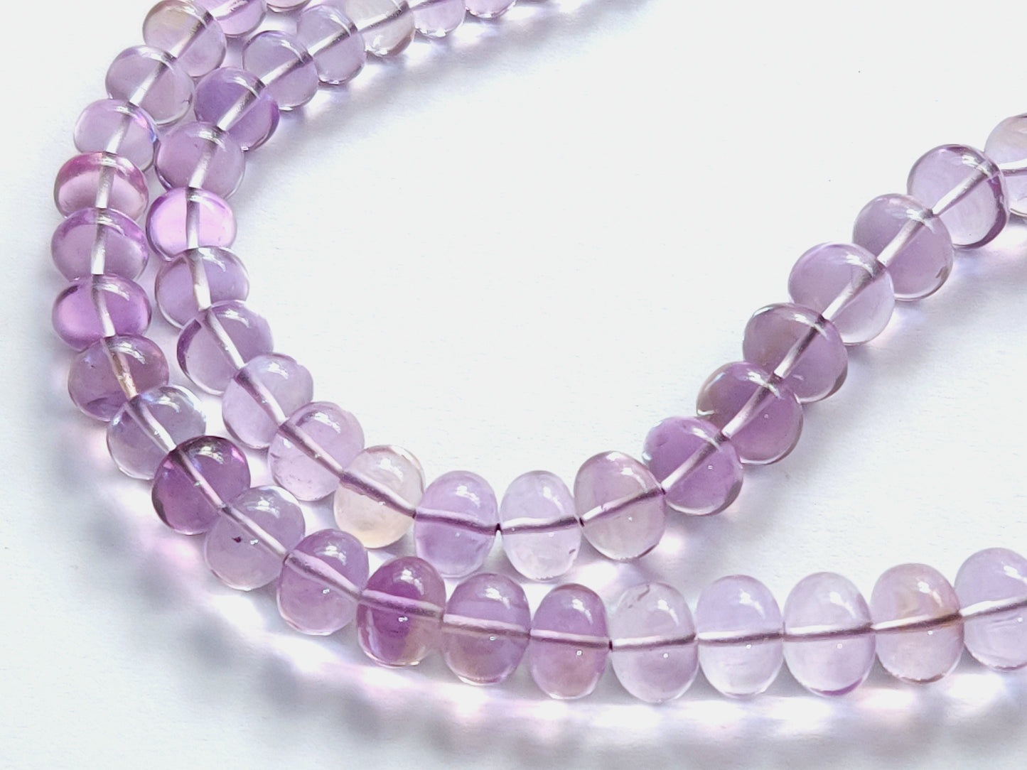 Natural Pink Amethyst Smooth Shape Rondelle Beads