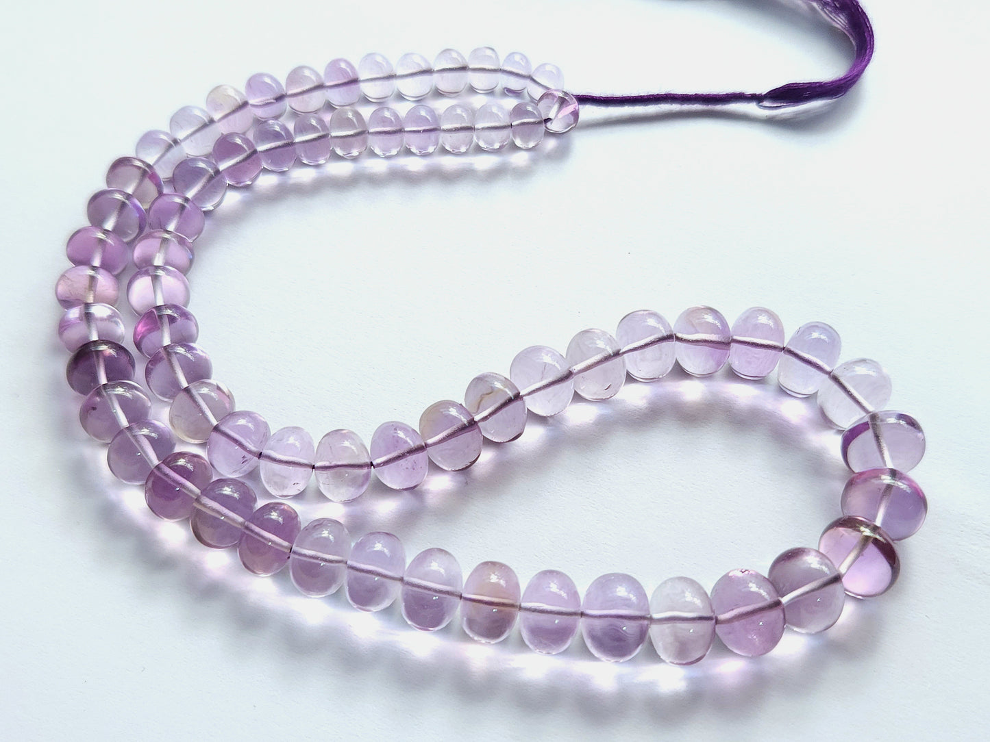 Natural Pink Amethyst Smooth Shape Rondelle Beads