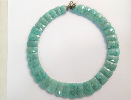 Natural Amazonite Gemstone Bib Necklace – Handmade Cleopatra Choker