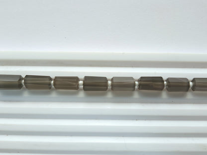 Natural Grey Moonstone Faceted Cylindrical Gemstone Beads