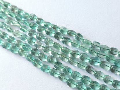 Natural Greenish Blue Fluorite Gemstone Oval Shape Beads