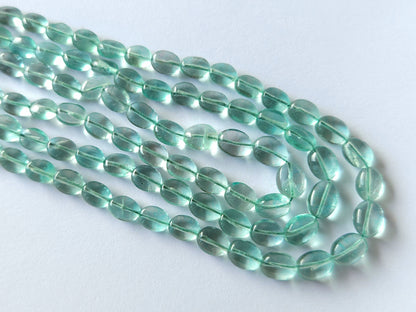 Natural Greenish Blue Fluorite Gemstone Oval Shape Beads