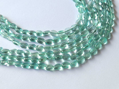 Natural Greenish Blue Fluorite Gemstone Oval Shape Beads