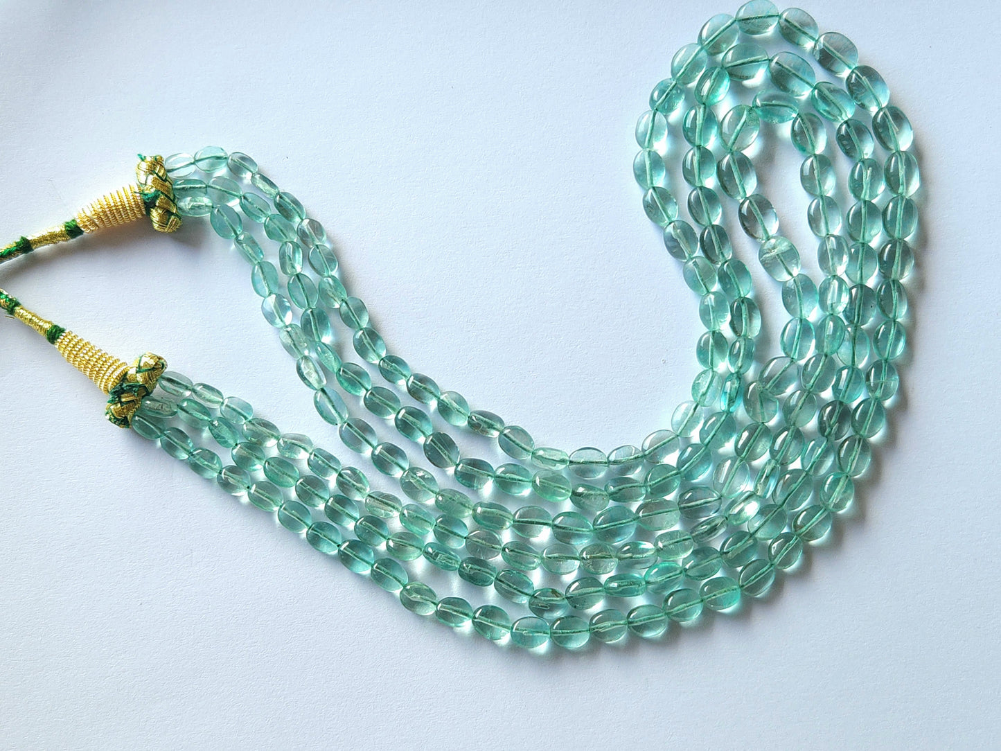Natural Greenish Blue Fluorite Gemstone Oval Shape Beads