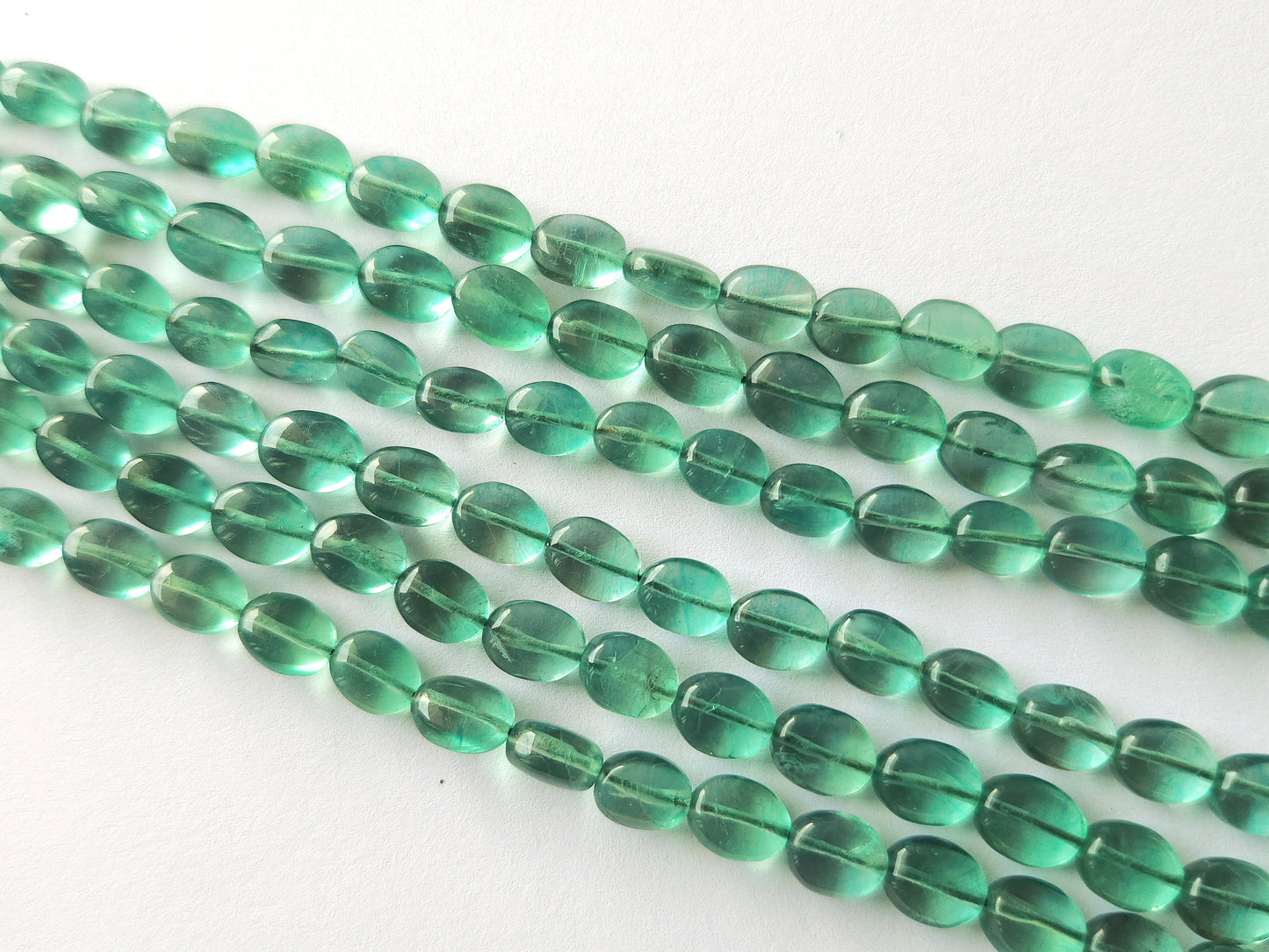 Natural Greenish Blue Fluorite Gemstone Oval Shape Beads