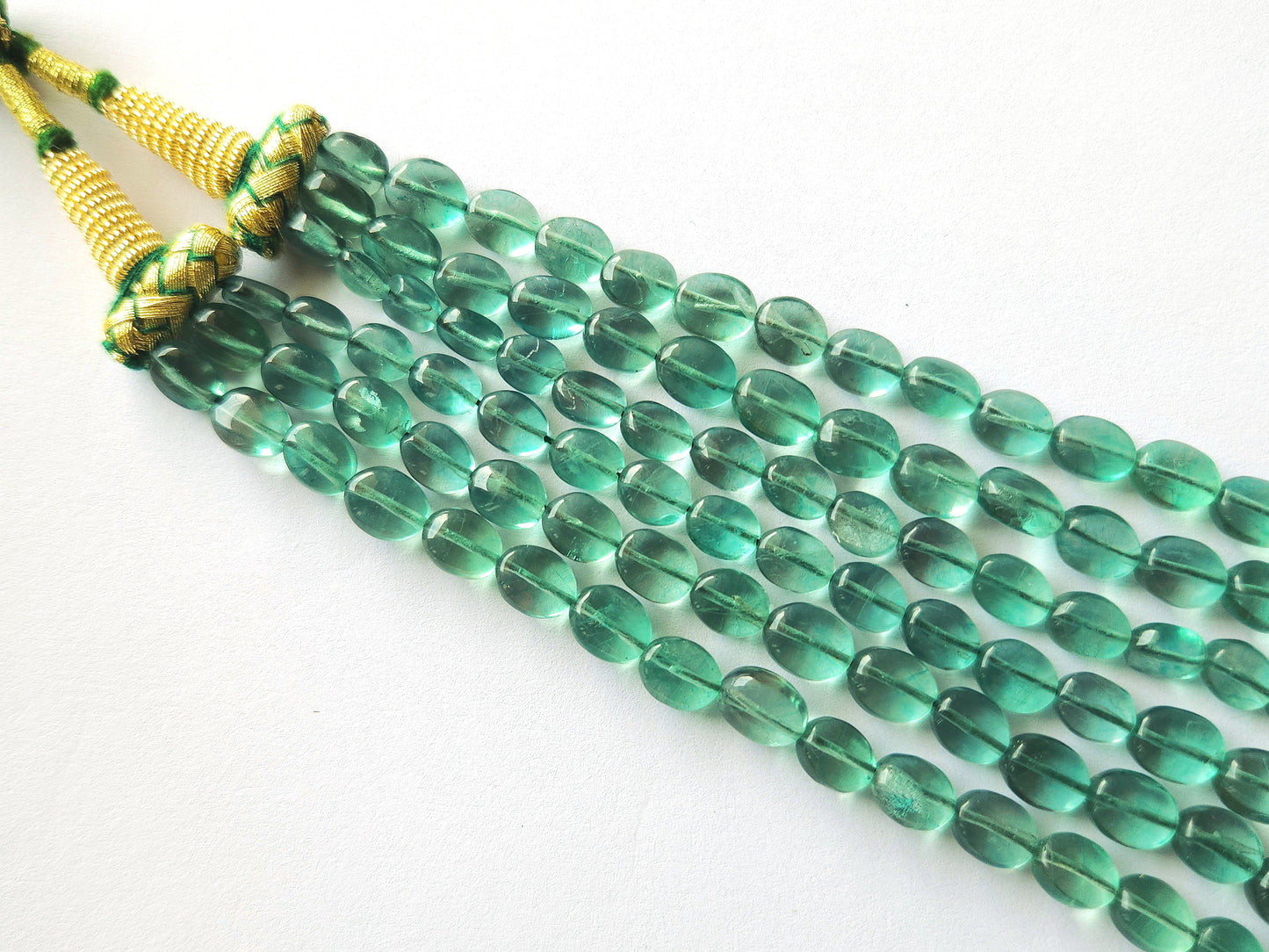 Natural Greenish Blue Fluorite Gemstone Oval Shape Beads