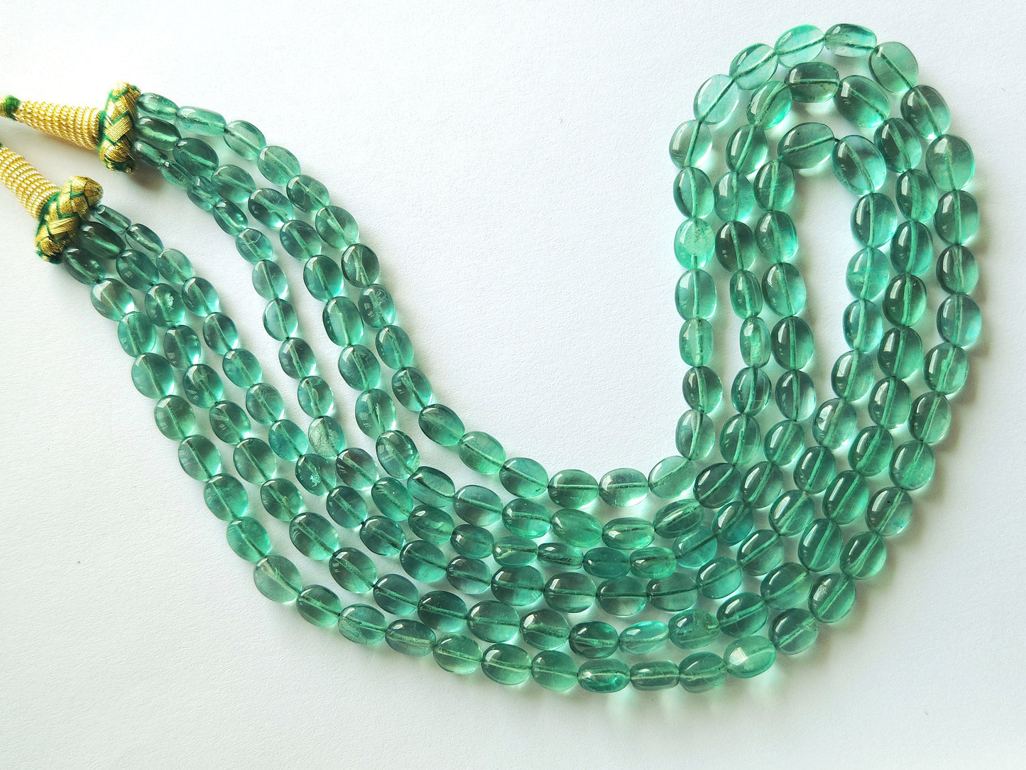 Natural Greenish Blue Fluorite Gemstone Oval Shape Beads