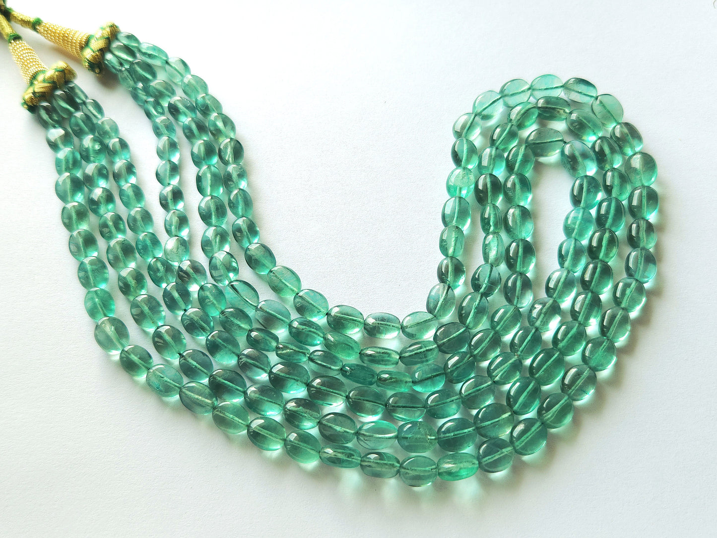 Natural Greenish Blue Fluorite Gemstone Oval Shape Beads