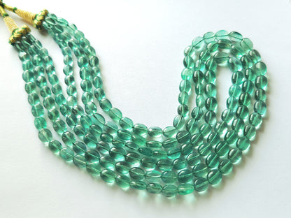 Natural Greenish Blue Fluorite Gemstone Oval Shape Beads