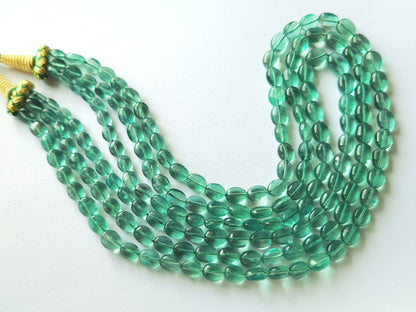 Natural Greenish Blue Fluorite Gemstone Oval Shape Beads