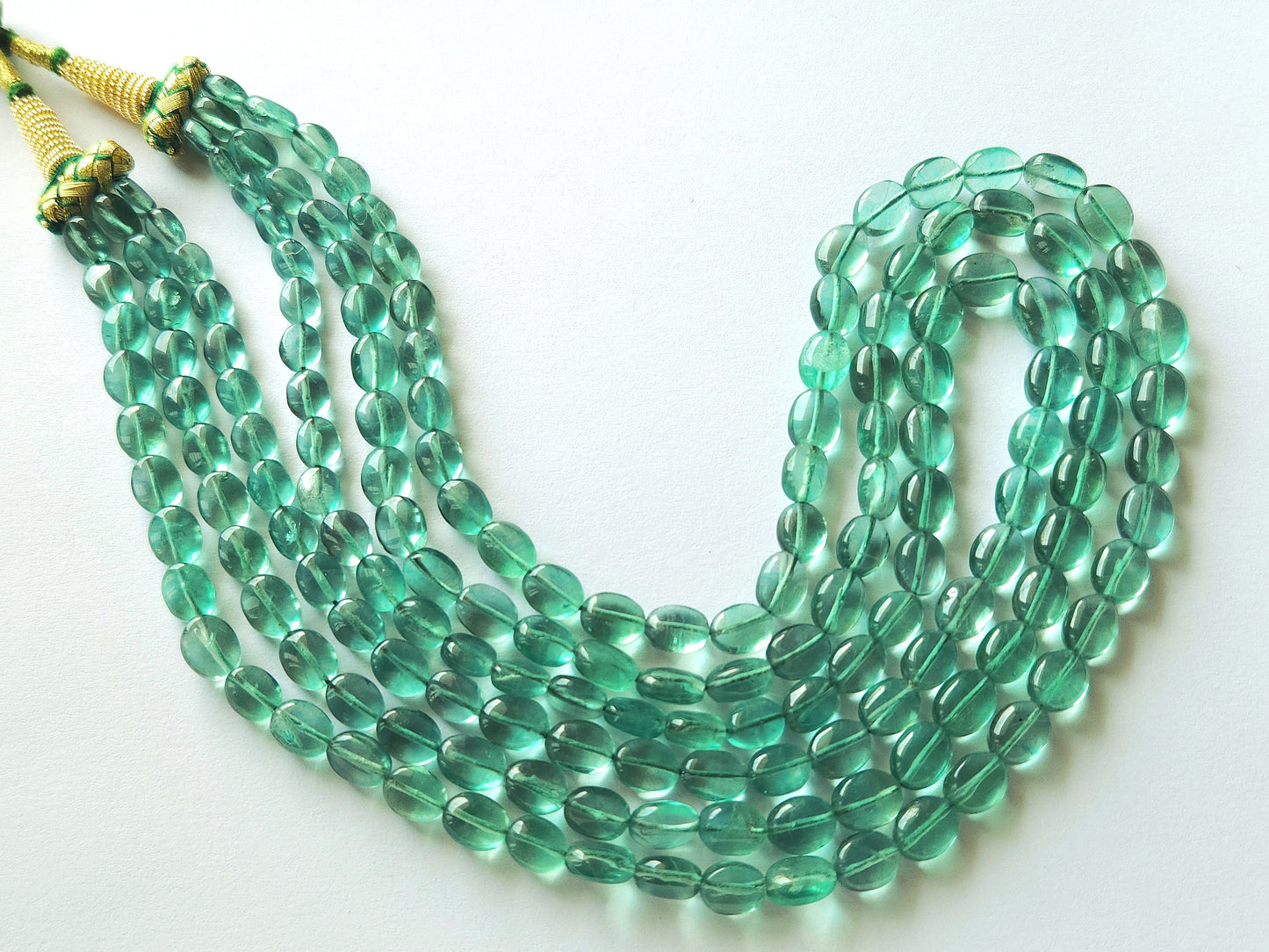 Natural Greenish Blue Fluorite Gemstone Oval Shape Beads