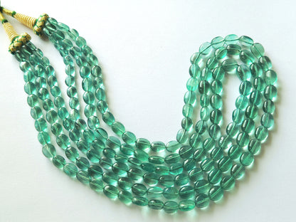 Natural Greenish Blue Fluorite Gemstone Oval Shape Beads
