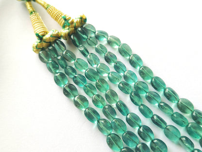 Natural Greenish Blue Fluorite Gemstone Oval Shape Beads