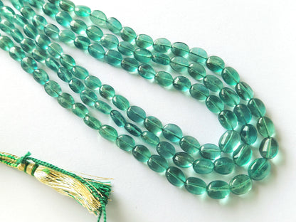 Natural Greenish Blue Fluorite Gemstone Oval Shape Beads