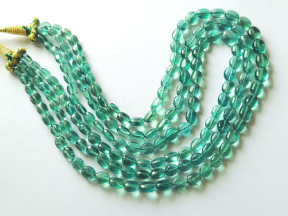 Natural Greenish Blue Fluorite Gemstone Oval Shape Beads