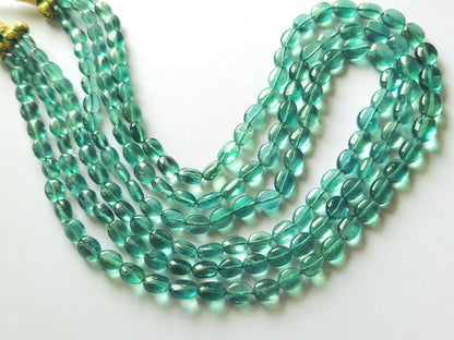 Natural Greenish Blue Fluorite Gemstone Oval Shape Beads