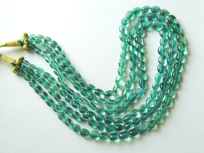 Natural Greenish Blue Fluorite Gemstone Oval Shape Beads