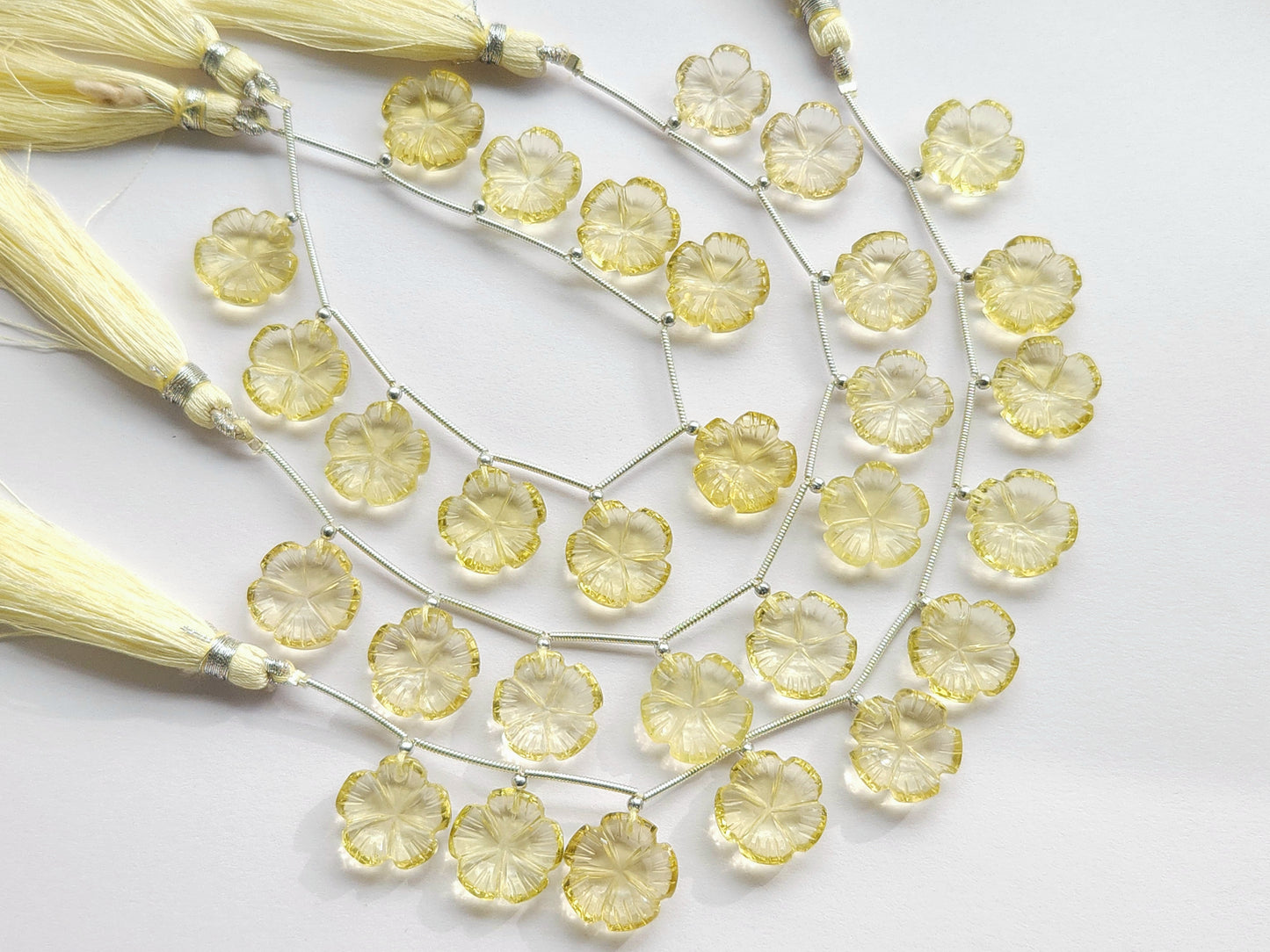 Lemon Quartz Flower Carving Beads