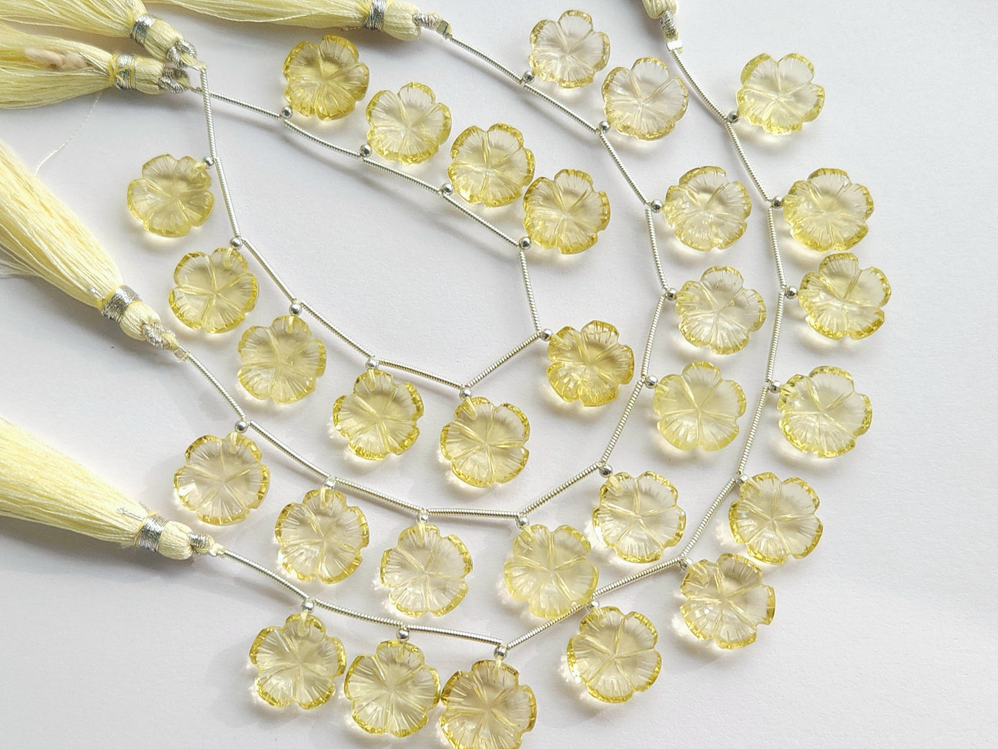 Lemon Quartz Flower Carving Beads