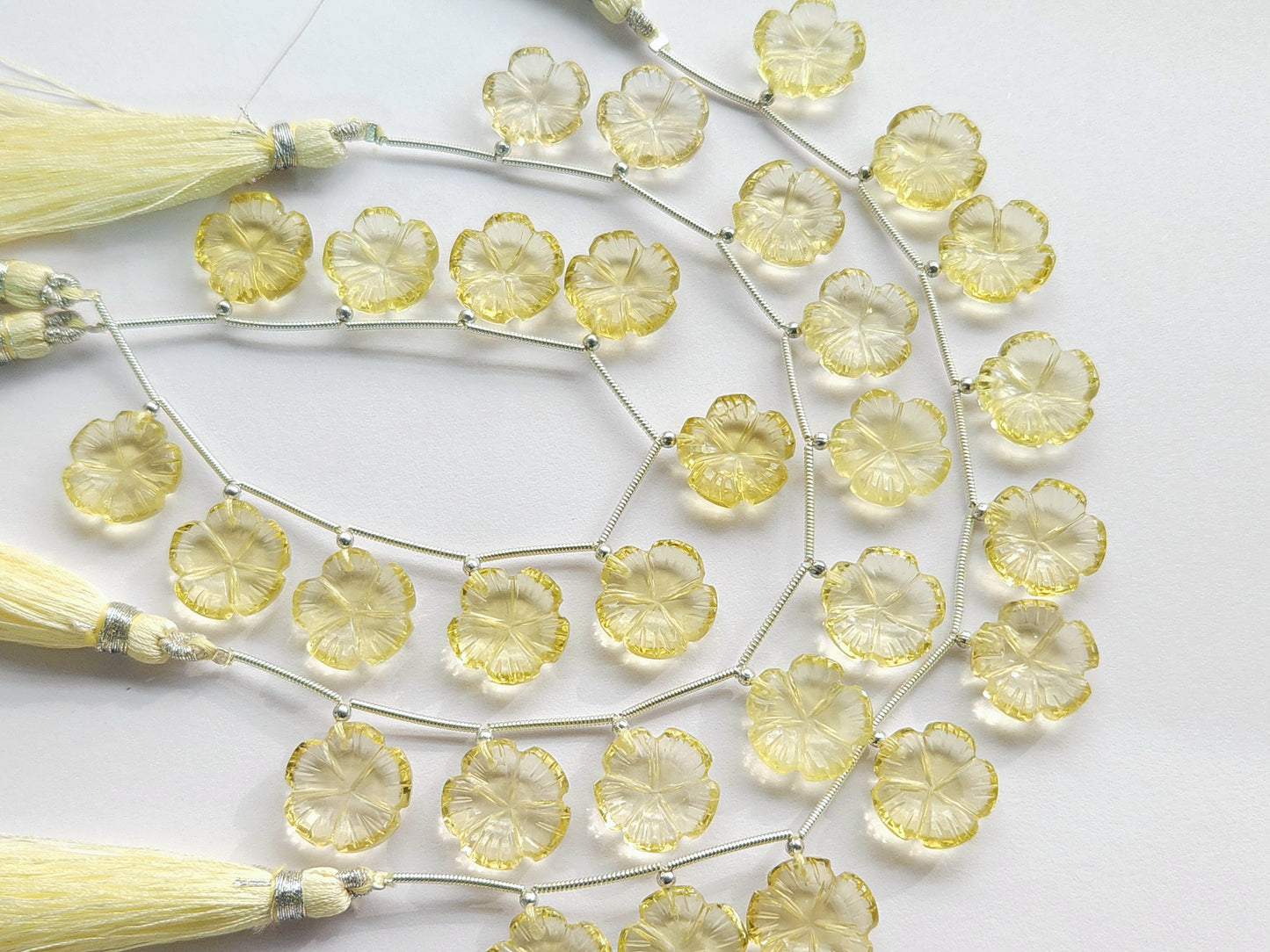 Lemon Quartz Flower Carving Beads