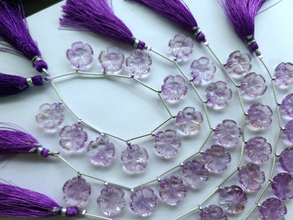 Pink Amethyst Flower Carving Beads