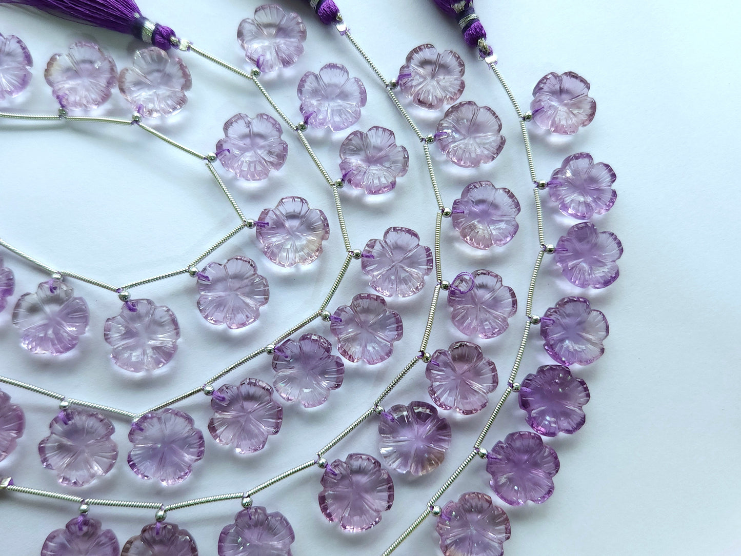 Pink Amethyst Flower Carving Beads