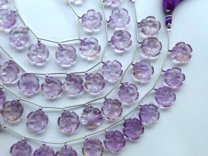 Pink Amethyst Flower Carving Beads