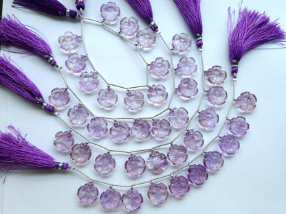 Pink Amethyst Flower Carving Beads